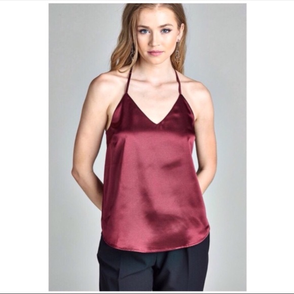 burgundy satin cami